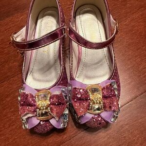 Glittery Purple Kids Shoes with Bow